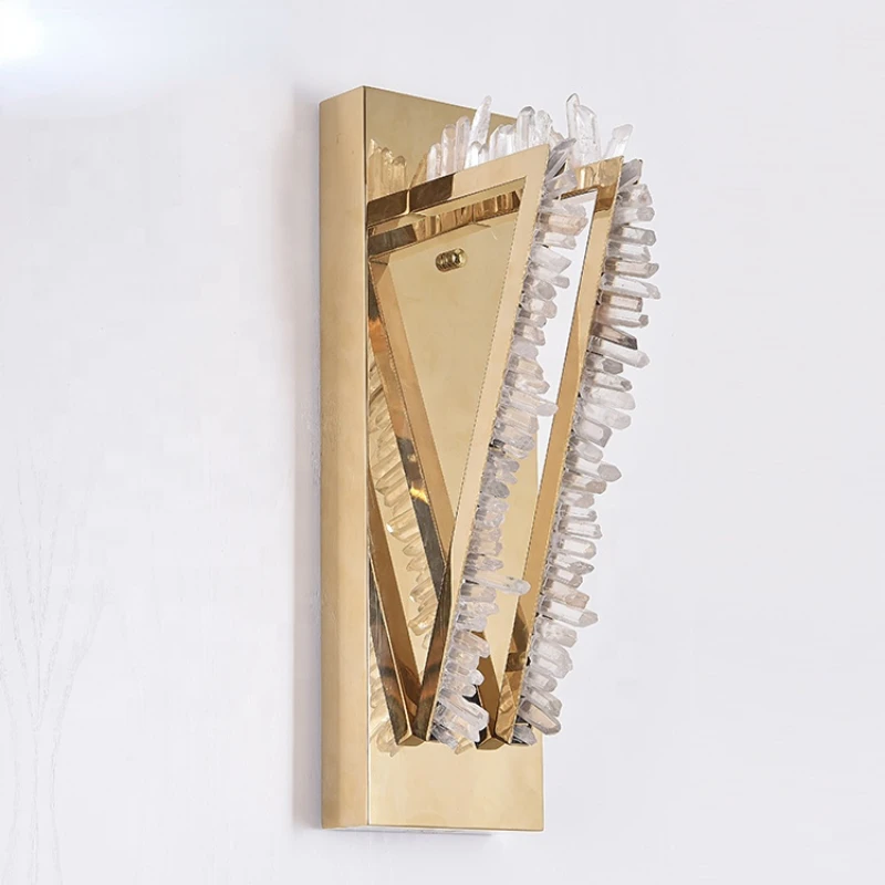 

Современный настенный светильник в дверь, природный кристалл, треугольник, для гостиной, офиса, светодиодный настенный светильник