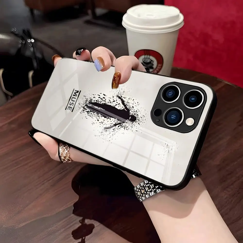 Фото Стильный чехол для телефона M-MUSE Band для iPhone 17 Pro Max, 15 Pro, 16, 14 Plus, 12, 13 Mini, 11 Pro, противоударный, со стеклянной крышкой №5