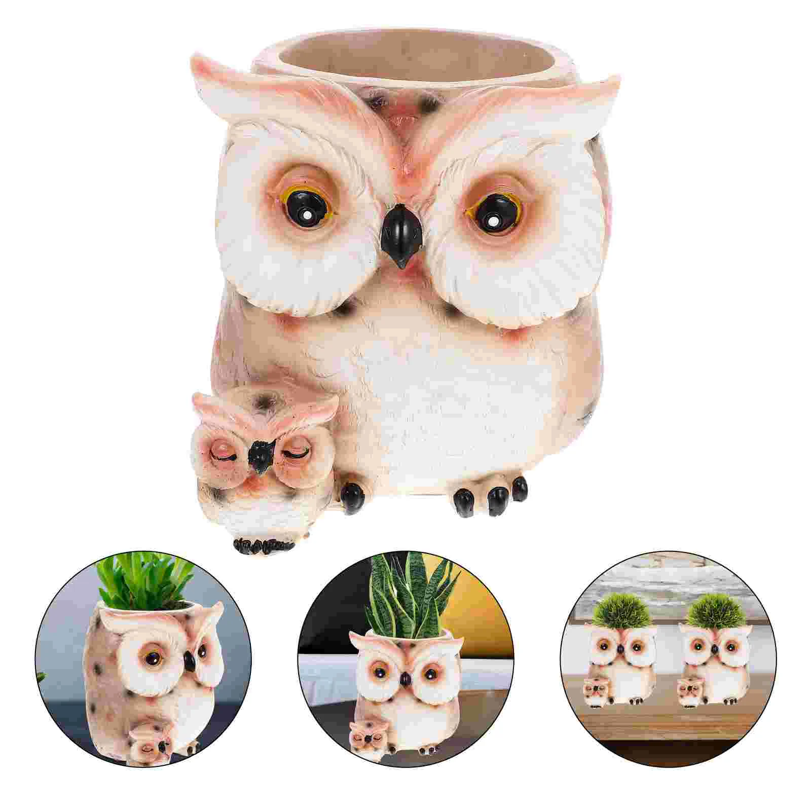 

Resin Flower Pot Owl Shaped Planter Succulent Pot Home Desktop Decoration
