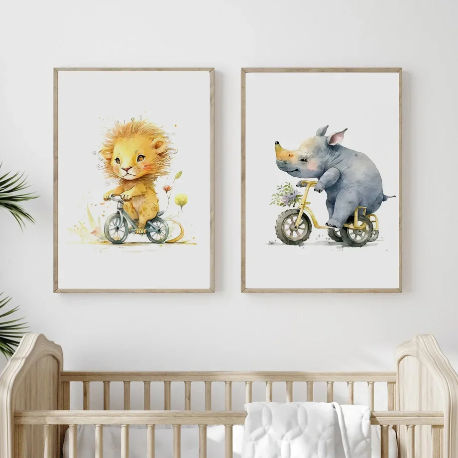 Живопись на холсте со слоном львом тигром зеброй