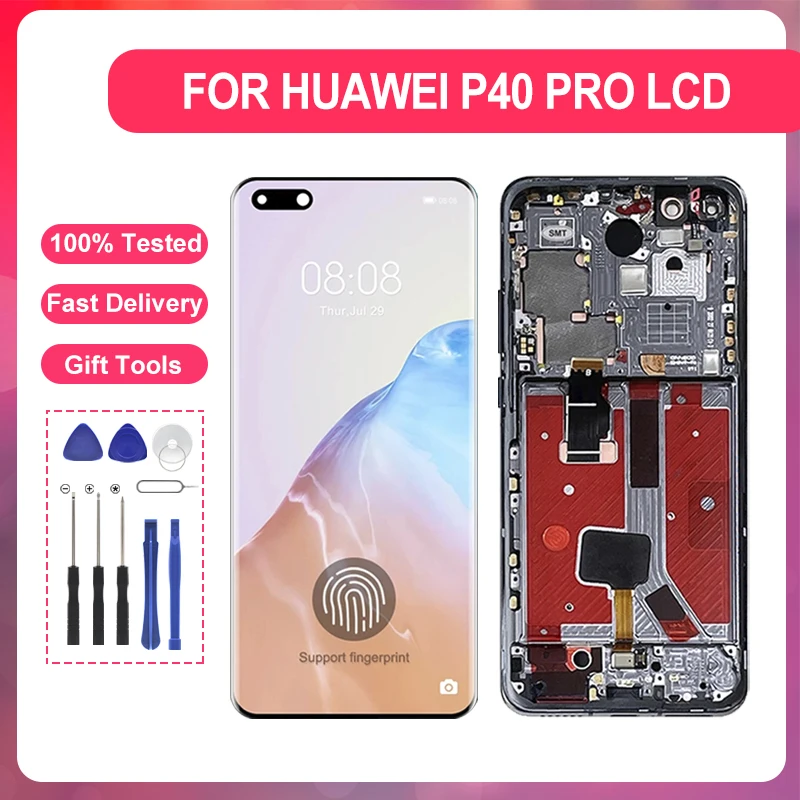 

1Pcs 6.58 Inch ELS-NX9 Display For Huawei P40 Pro Lcd Touch Panel Screen Digitizer ELS-N04 ELS-AN00 LS-TN00 Assembly With Tools