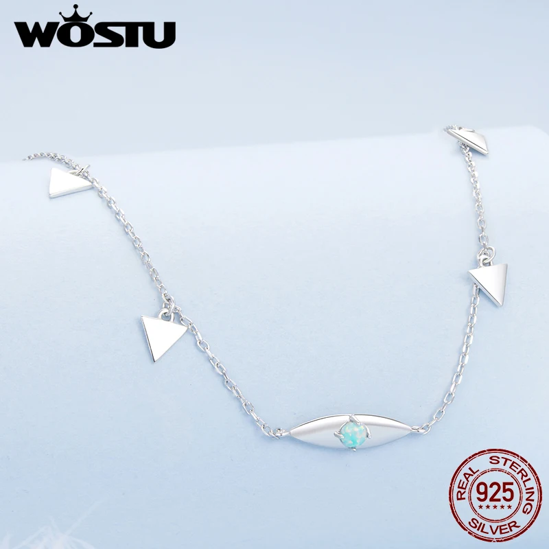 WOSTU настоящее серебро 925 пробы ожерелье с глазом демона колье опалом для женщин