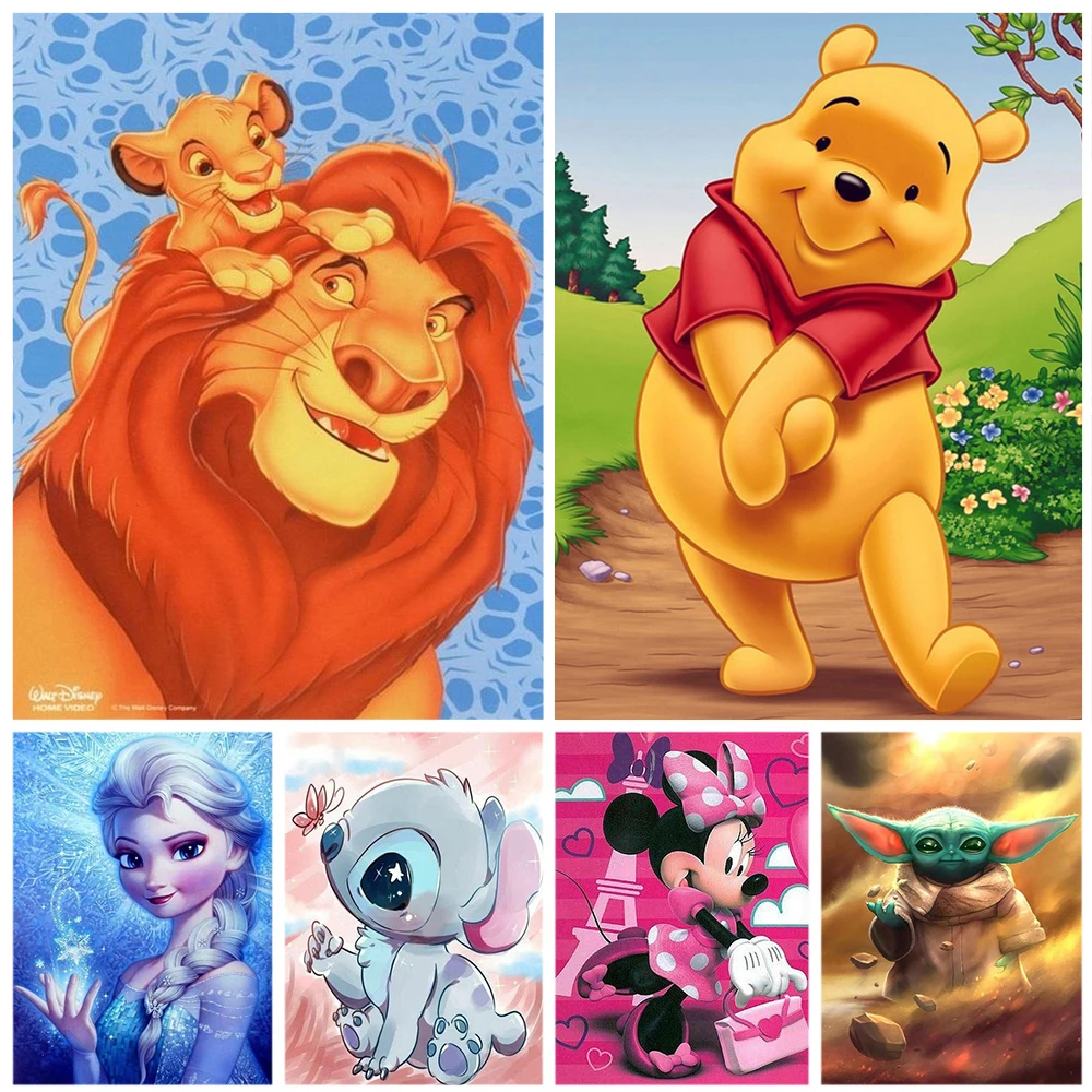 

Disney Full Diamond Embroidery DIY 5D Diamond Painting Cross Stitch Cartoon Winnie The Pooh Lion King Mosaic Home Room Decor