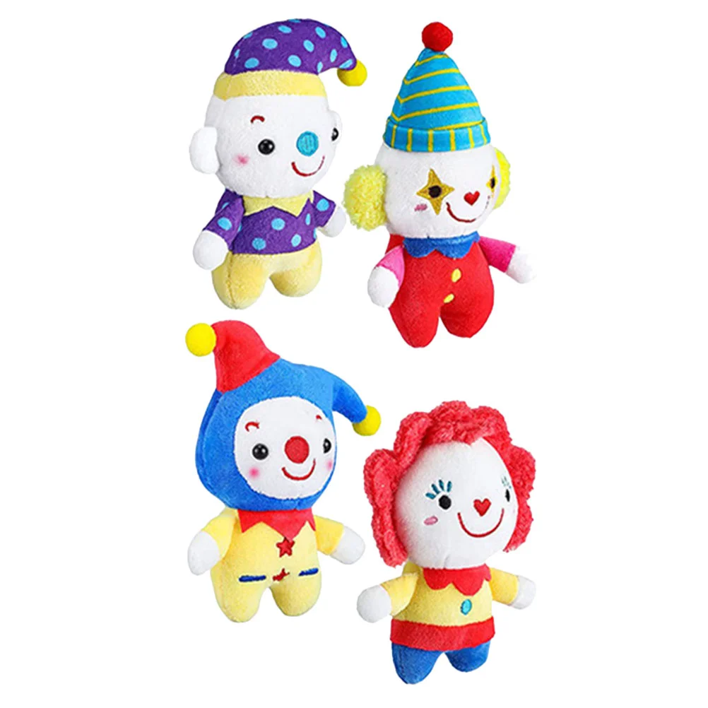 

4 Pcs Clown Keychain Plush Stuffed Lockets Adorn Toy Decor Pendant Cute Backpack