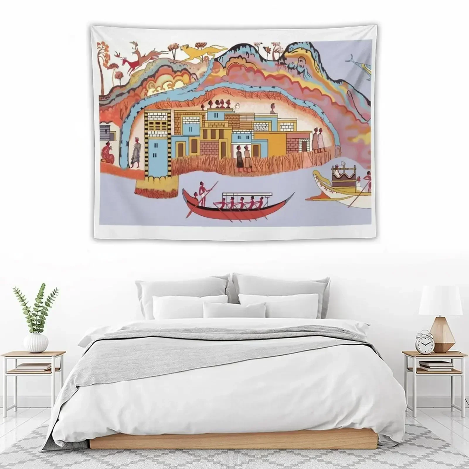 Миноан Адмираллы Фреска Тейра Восстановление сцены Гобелен Декор Домашнее