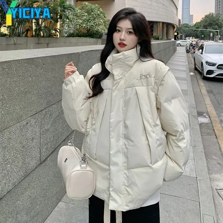 YICIYA Women's Winter Parkas 2023 New Casual Streetwear Jackets For Woman Cotton-padded Solid Coats High Street Female Clothing