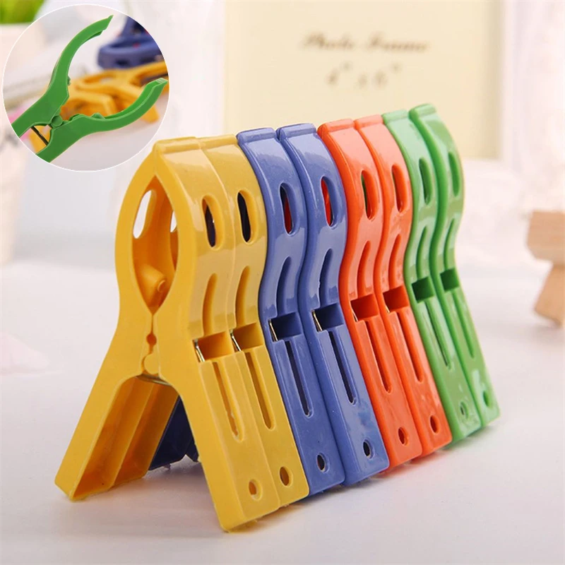 

Clips Plastic Large Clip Clothespins Beach Clothes Hanger Pins Clamp Powerful Towel Spring Quilt 8pcs/set Windproof