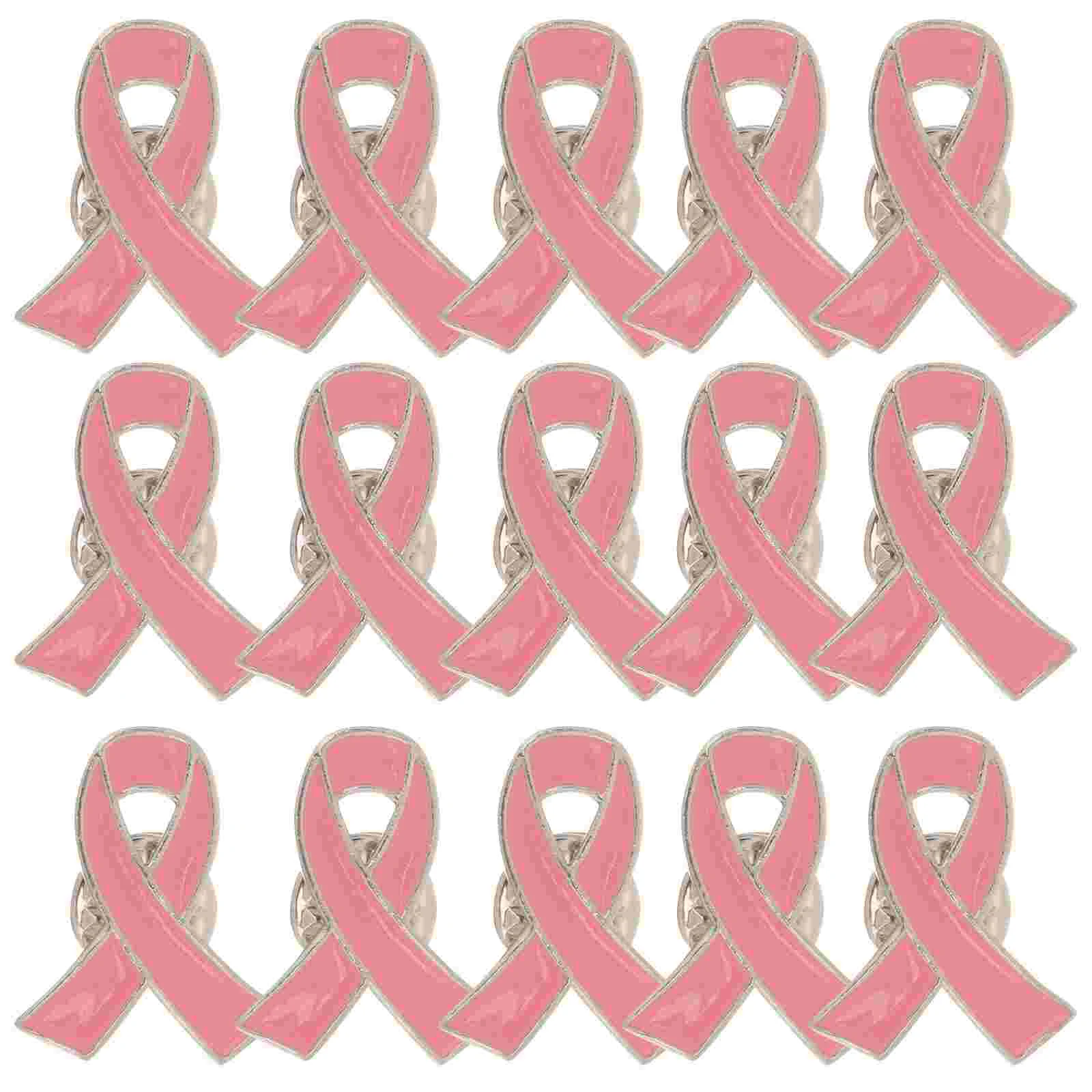 

30PCS Pink Ribbon Badge Brooch Creative Iron Lapel Delicate Badge Brooch for Women Lady Girls Madam Pink