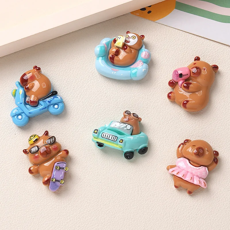 100 шт. кавайные Мультяшные животные из смолы с плоской задней стороной украшения