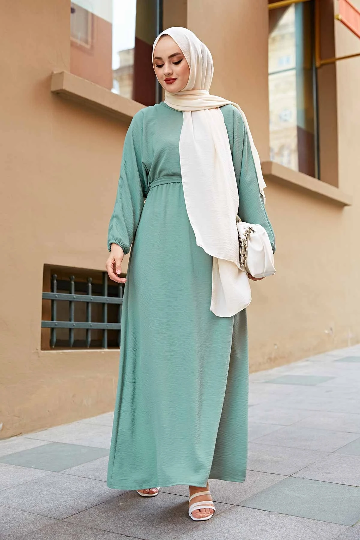 Платье с рукавом «летучая мышь», NY- Mint, зима-осень 2021, стандартный головной платок, мусульманская индейка