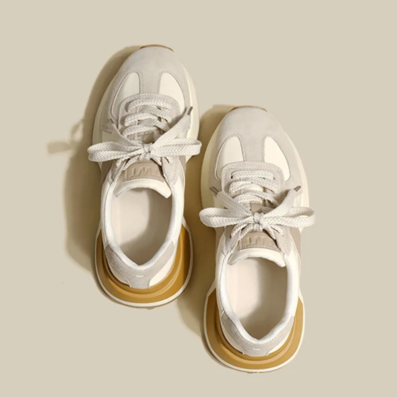 ZR DIARY Casual Sneakers Women Microfiber Patchwork Mixed Colors Lace-Up Round Toe Platform Shoes Lady Flats Handmade 231913