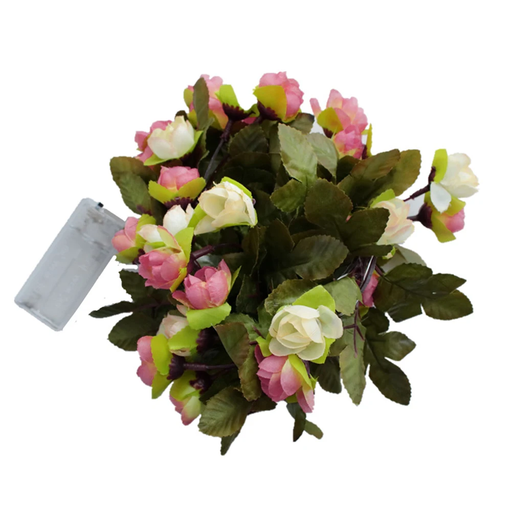 

Розы для домашнего сада, Декор, свадебная гирлянда, искусственные цветы, Сказочная гирлянда для гостиной, крыльца, лоза вечерние ринки, 20 све...