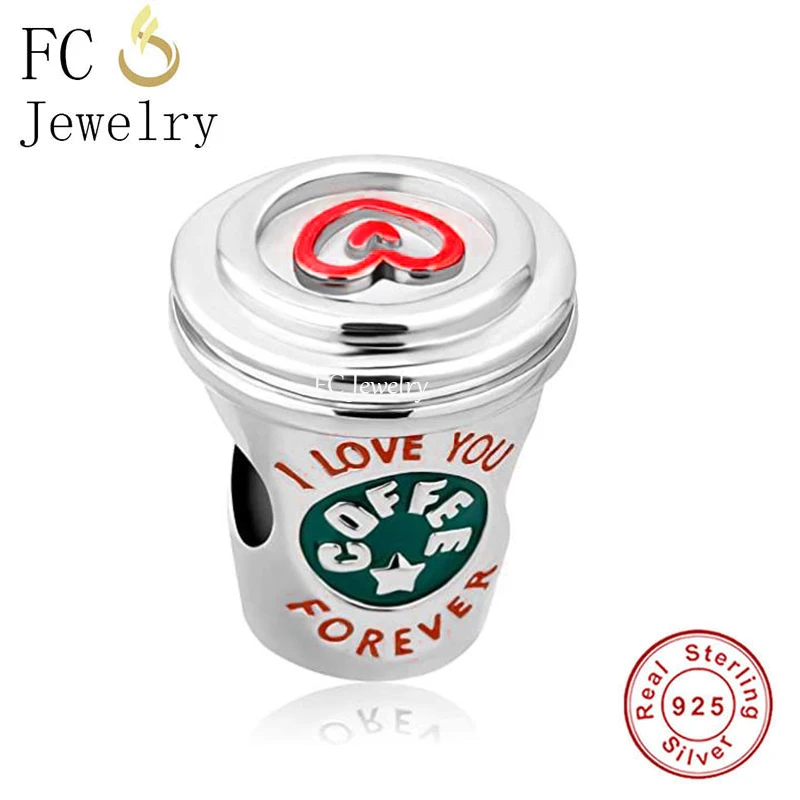 

FC Jewelry Fit Original Pan Charms Bracelet 925 Silver Enamel Heart Coffee Cup I Love You Bead For Making Women Berloque 2022