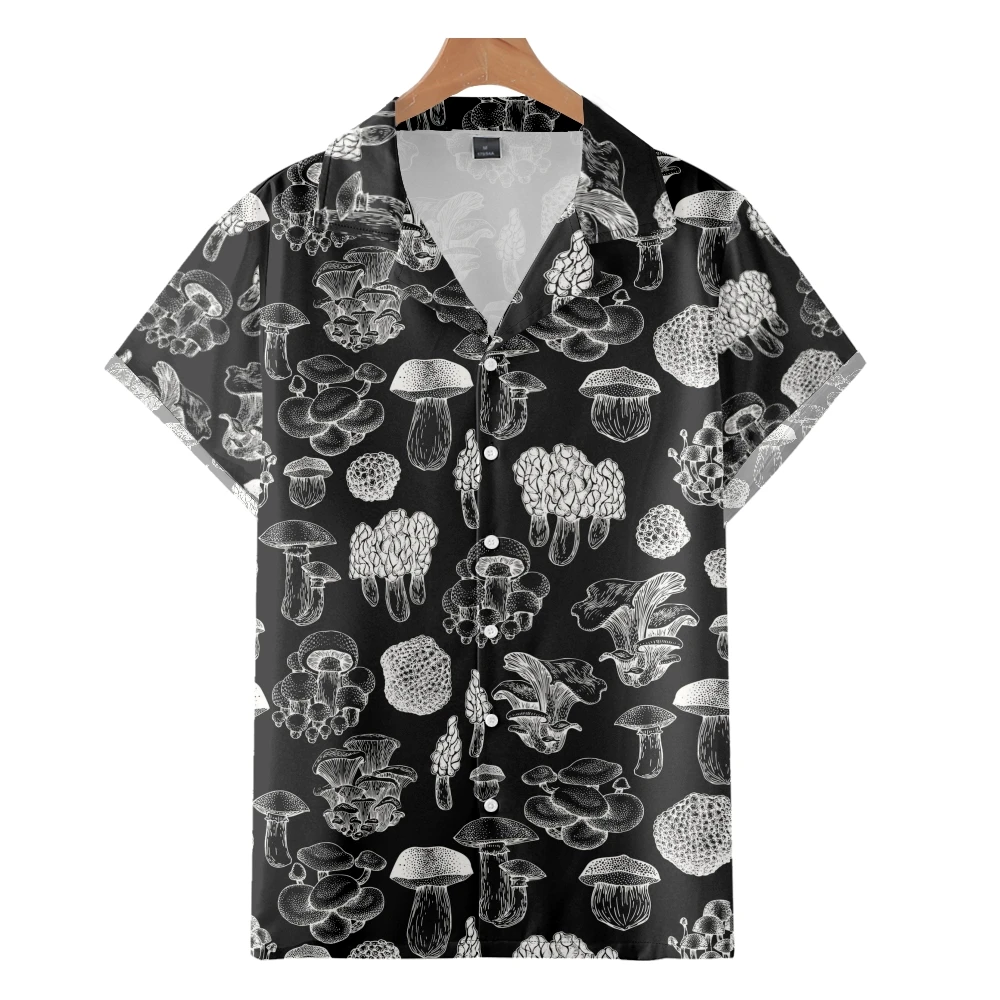 

Мужская гавайская рубашка с короткими рукавами, уютная повседневная Пляжная футболка большого размера с принтом в виде грибов, в Кубинском стиле, 3
