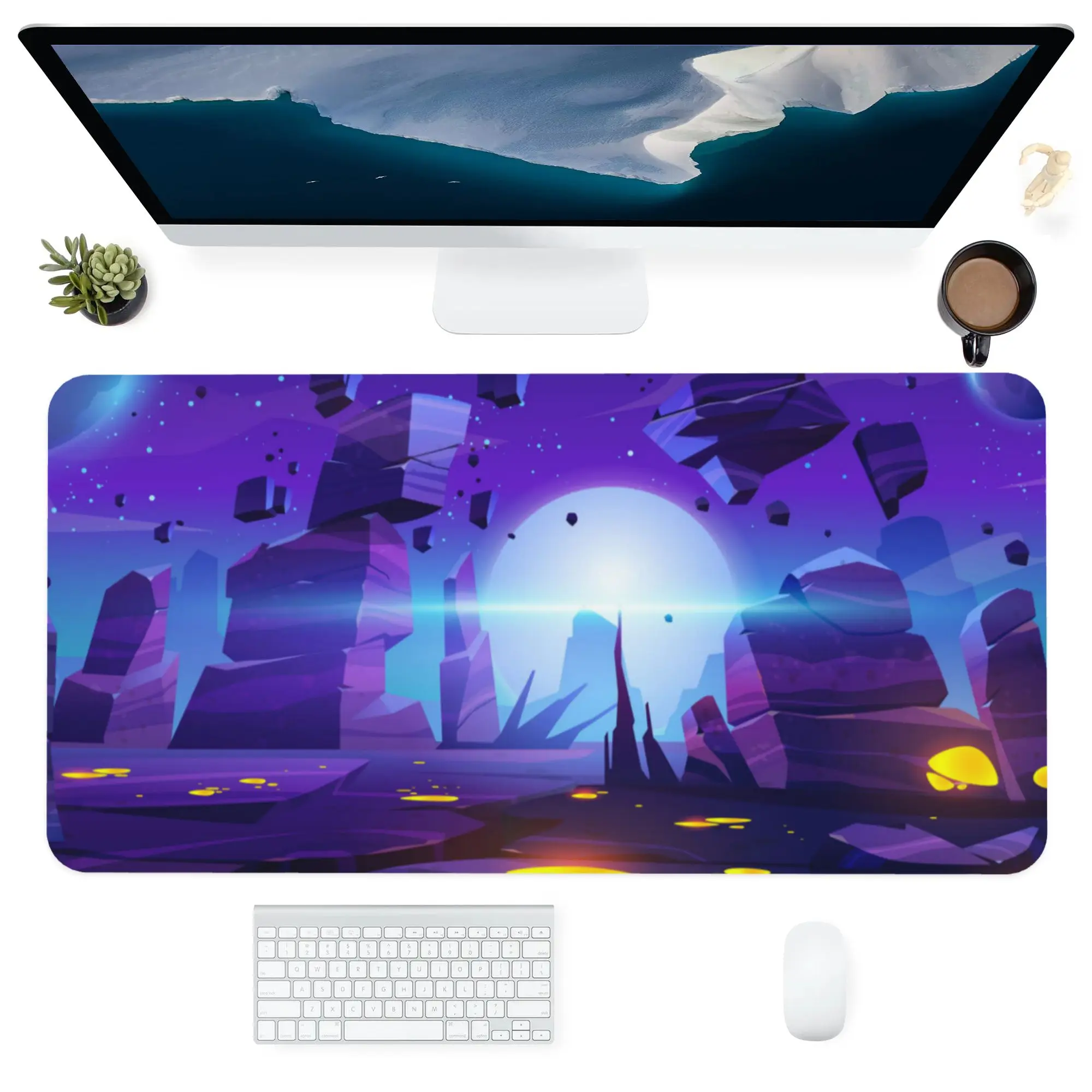

Computer Office Supplies Keyboards Accessories Mouse Pad Large Anti-Slip Customized Desk Pads Mats Blue Starry Sky Planet