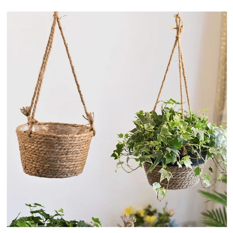 

Garden Hanging PlanterPlant Storage Basket Jute Rope Woven Indoor Outdoor Flower Pot Holder Plant Hangers Home Decor