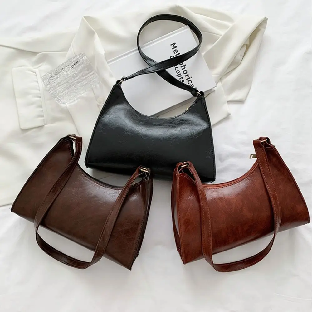 

Новинка 2023, винтажная сумка через плечо для женщин, однотонная простая Женская Повседневная сумка из искусственной кожи, Повседневная Сумо...