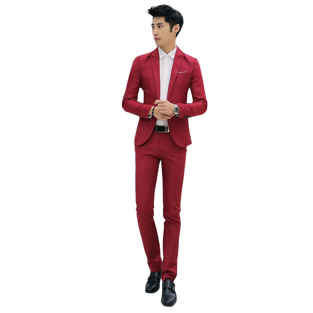 

Daily Autumn Flat Collar Solid Buckle Formal Slim Type Business Comfortable Spring Man Suit