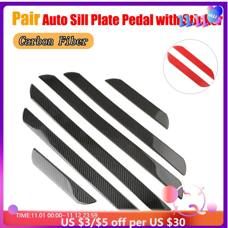 

Pair Car Door Sill Plate Pedal Guard Entry Protective Cover Carbon Fiber Auto Sill Scuff Plate Pedal Sticker Styling Accessories