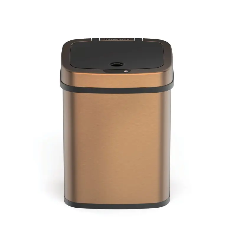 

3.2 Gallon Trash Can, Touchless Bathroom Trash Can, Gold Stainless Steel