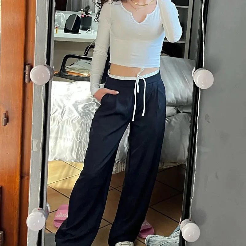 Женские Широкие Брюки С Высокой Талией Hxao Плиссированная Офисная Одежда