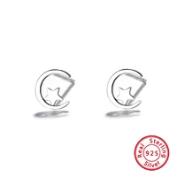 1 pair charm 925 sterling silver ear studs for girl fine jewelry fashion moon and star luxury design earring set