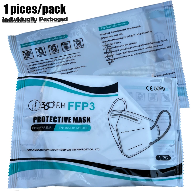 Маска для лица mascarillas fpp3 ffp3 Черная защитная ffp3mask pff3 mascherine с губкой индивидуально