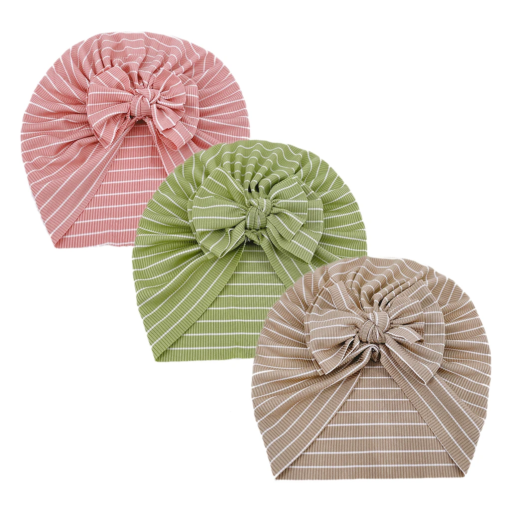 

Striped Spring Autumn Bowknot Baby Hat Soft Baby Girl Hats Turban Infant Toddler Newborn Cap Bonnet Headwraps Kids Headwear New