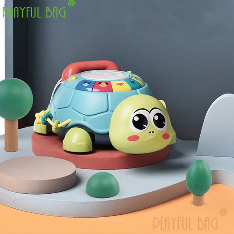 

Funny cute lol multi-functional children's puzzle early education machine beat drum baby learn creeping music turtle toy YD05