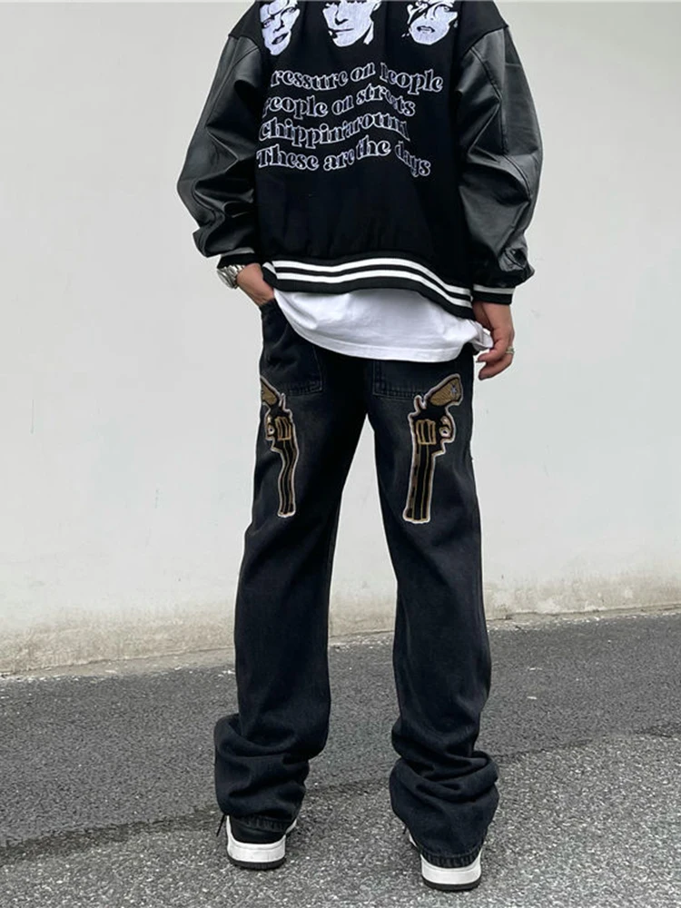 Y2K Retro Jeans Men's Loose Full -match Wide -legged New Men's Pants Straight Jeans Boyfriend Style Jeans Streetwear Men Denim