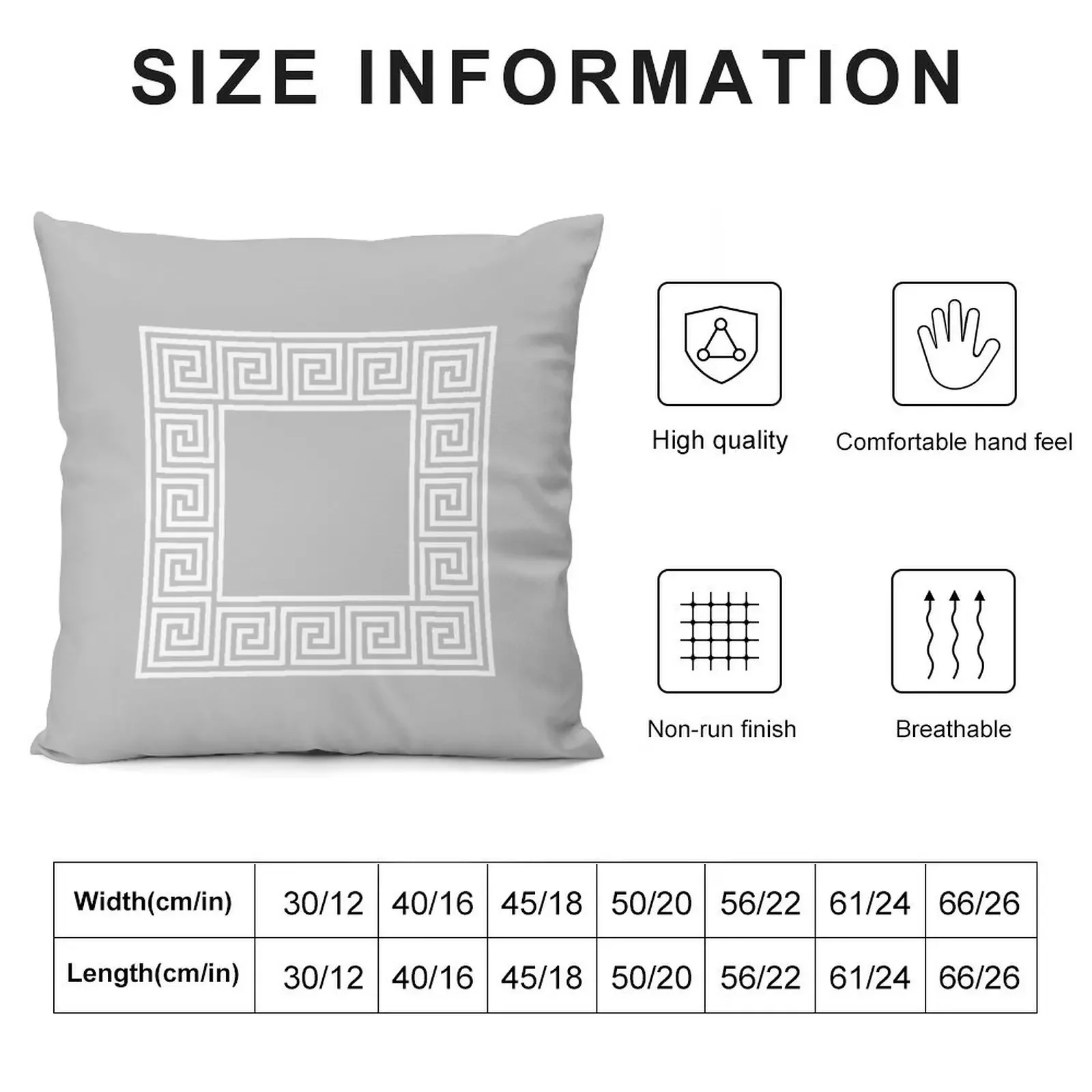 Серебристо-серый греческий ключ Meander квадратная декоративная подушка диванные