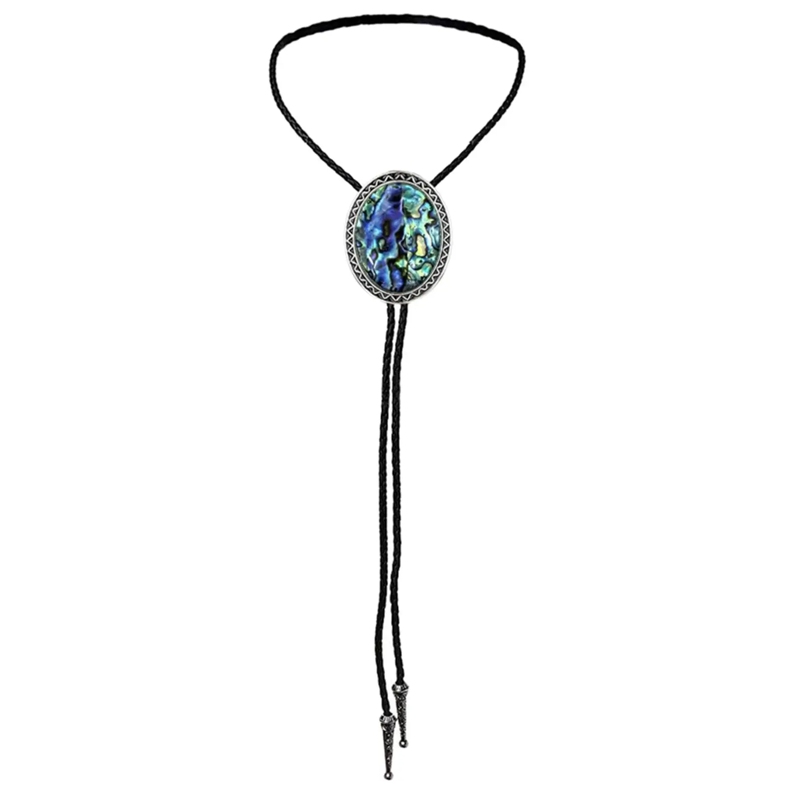 

Classic Mens Bolo Tie Rope Adjustable PU Leather Stone Western Sweater Chain Accessories Oval Necktie for Cowboy Shirt Women