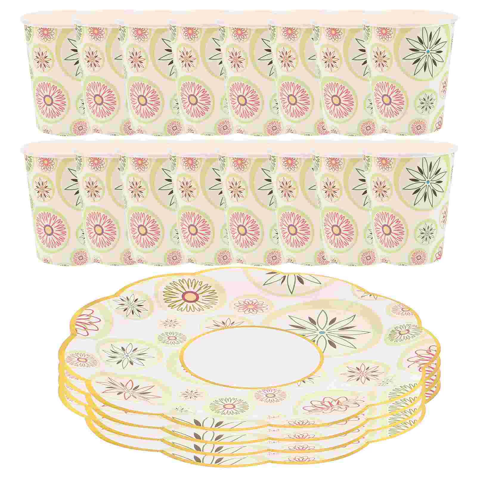 

Tableware Appetizer Plate Disposable Paper Party Vintage Cups Plates Festive Dish