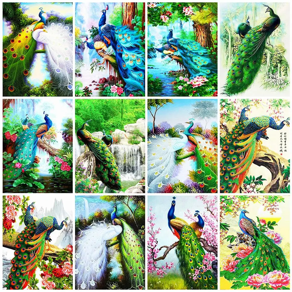 Landscape Series Cross Stitch 14CT metallic aida Ecological Cotton Thread   Embroidery Home Beautiful Green Peacock