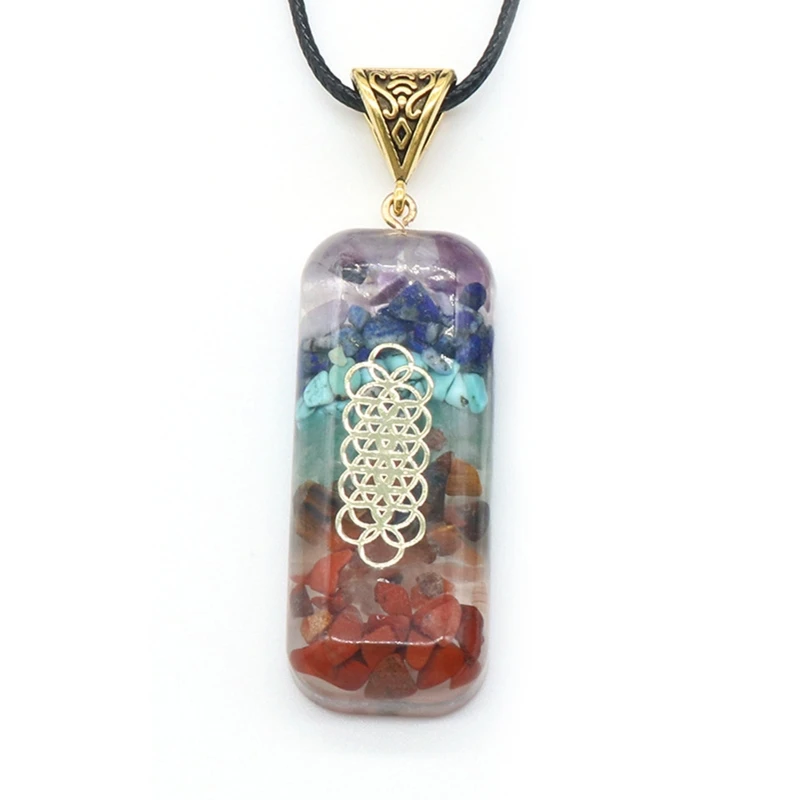 

7 Chip Stones Necklaces Gemstones Orgone Pendant Necklaces for Men Women