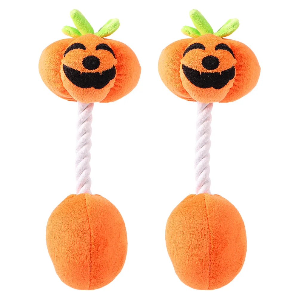 

2Pcs Plush Squeaky Stuffed Chew Pumpkin for Cleaning Interactive Tug