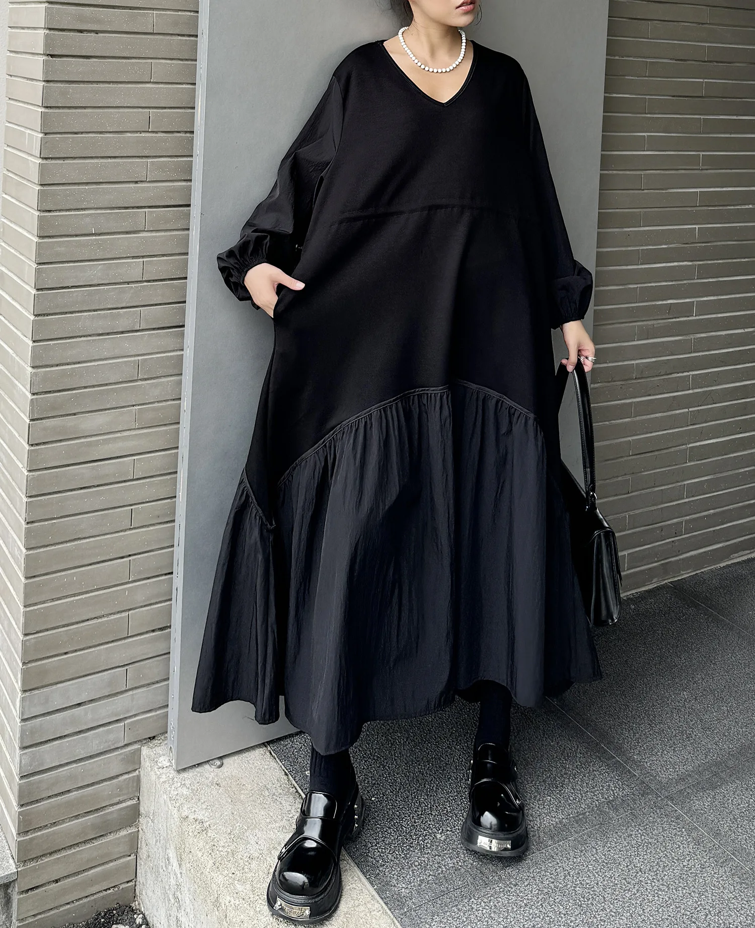 GetSpring женское платье 2024 осеннее темпераментное универсальное лоскутное с