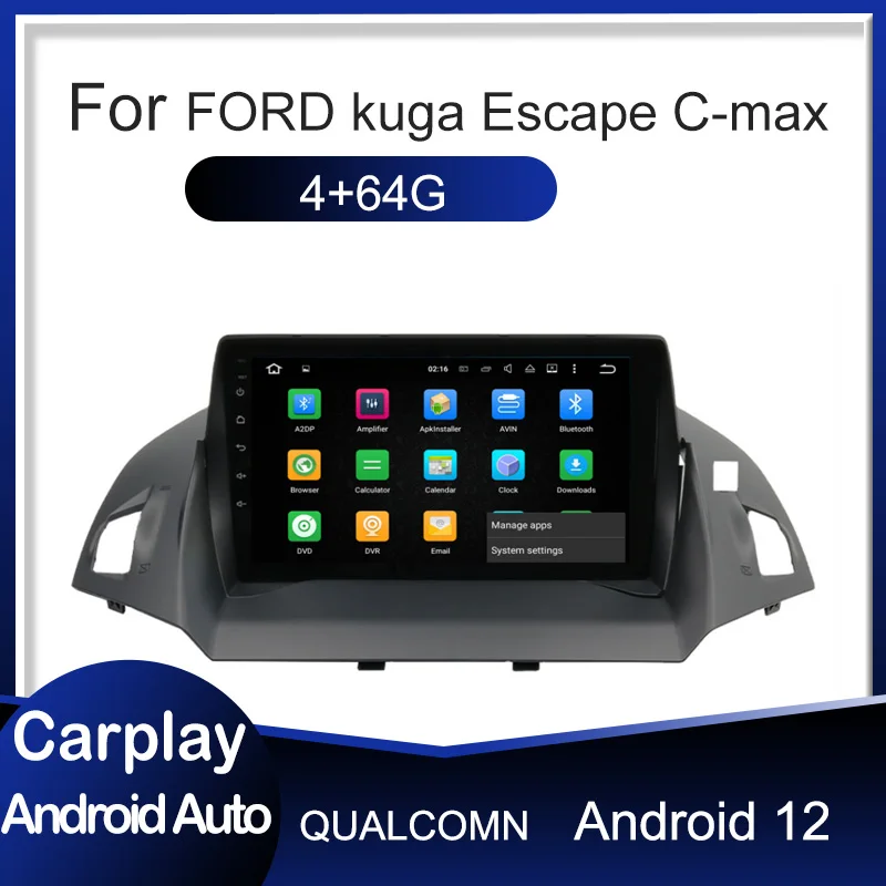 

Автомагнитола на Android 12 с сенсорным экраном, GPS, видеоплеерами CarPlay для Ford Kuga Escape C-max 2013-2017, навигационное головное устройство