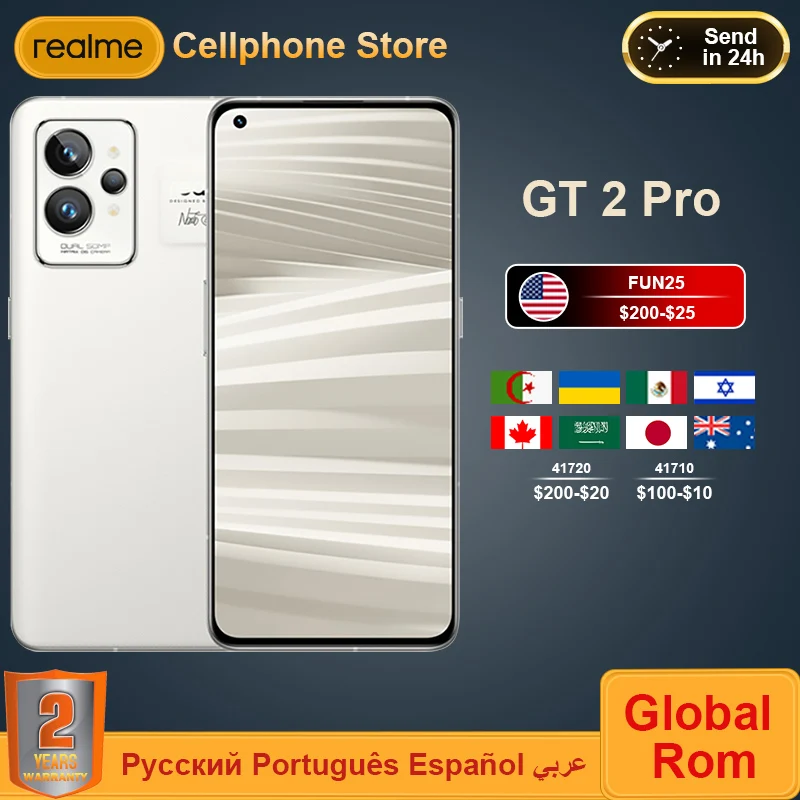 

Global ROM realme GT 2 GT2 Pro 5G Mobile Phone Snapdragon 8 Gen1 Smartphone 120HZ 2K AMOLED 5000 mAh 65W 50MP NFC Cellphone
