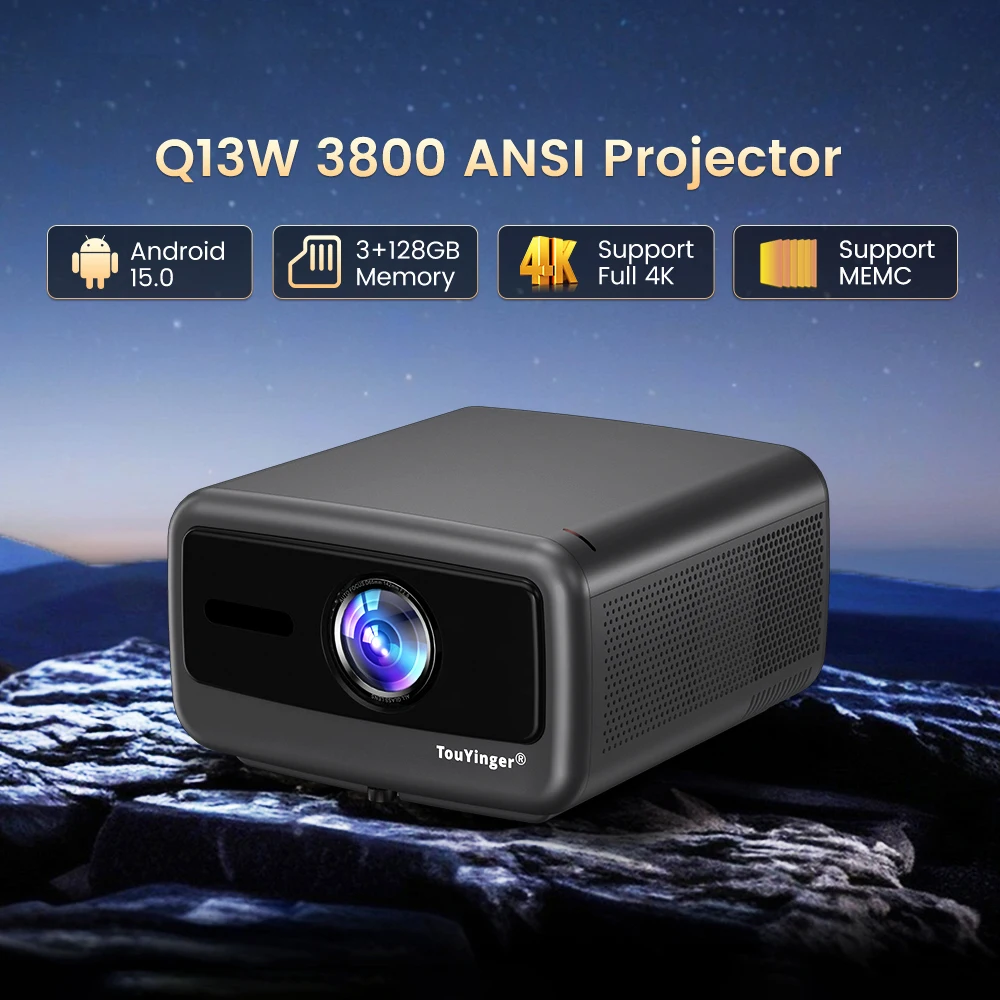 Фото Светодиодный проектор Touyinger Q13W Android 15,0 3800 ANSI 4K Декодирование Портативные встроенные колонки HIFI Стерео №2
