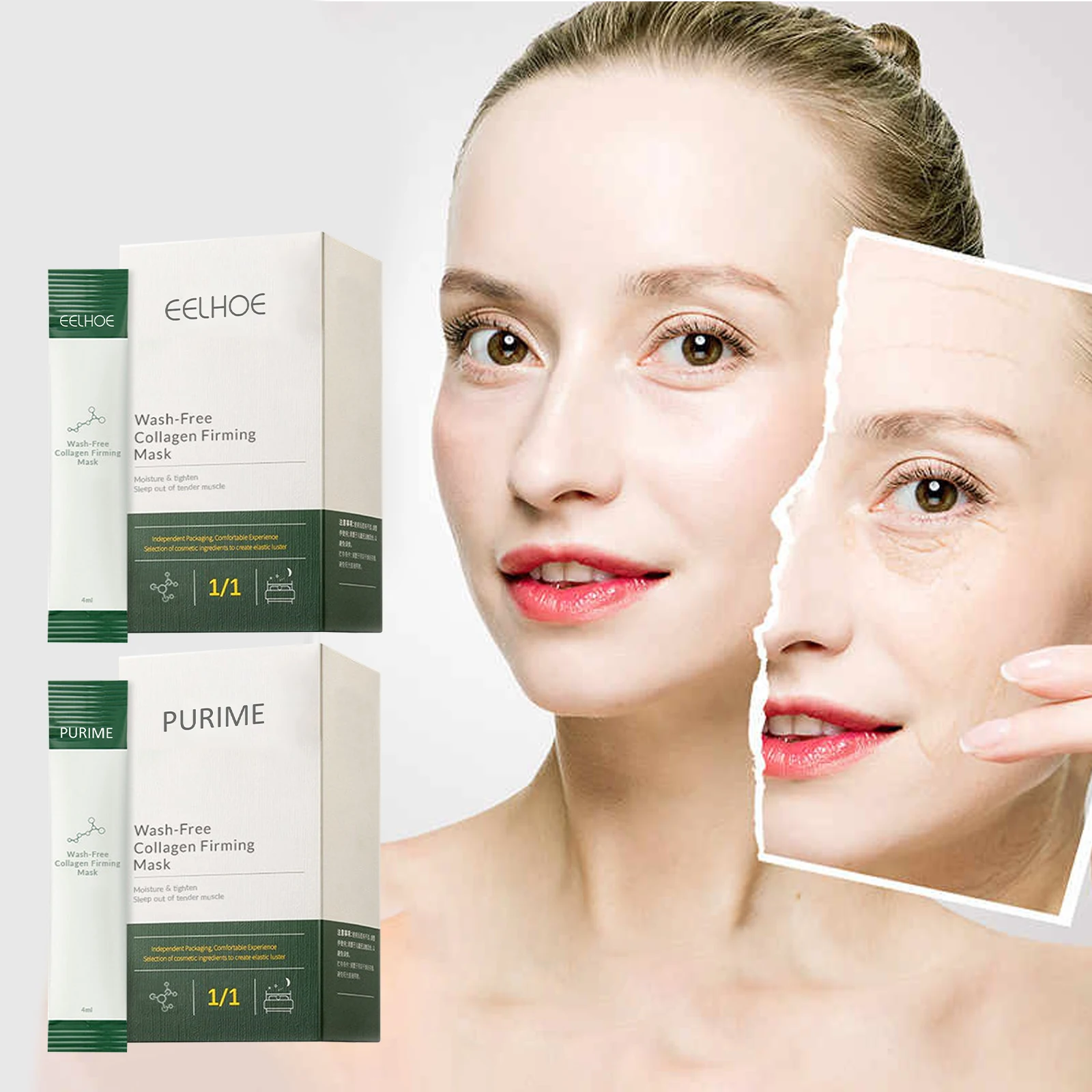 

20PCS Wash-free Collagen Firming Mask Sleeping Mask Collagen Protein Firming Face Care Moisturizing Portable Mask Kit