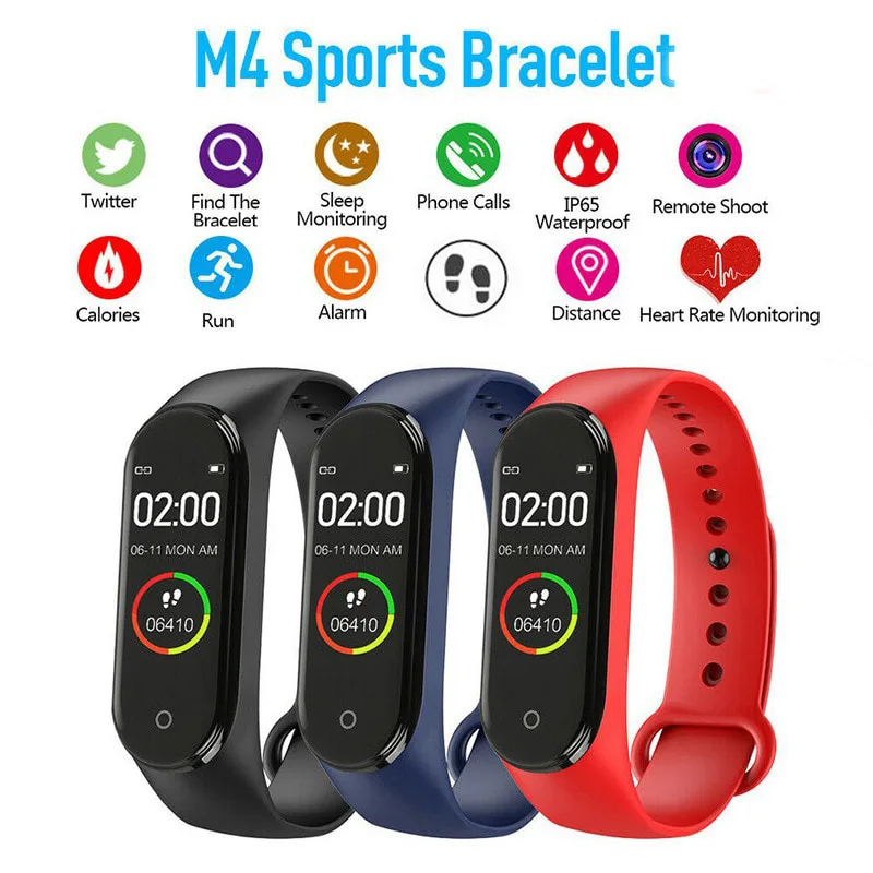 

M4 Smart Bracelet Heart Rate Monitoring Blood Pressure Blood Oxygen Information Push Fitness Sports Bluetooth Pedometer PK M5 M6