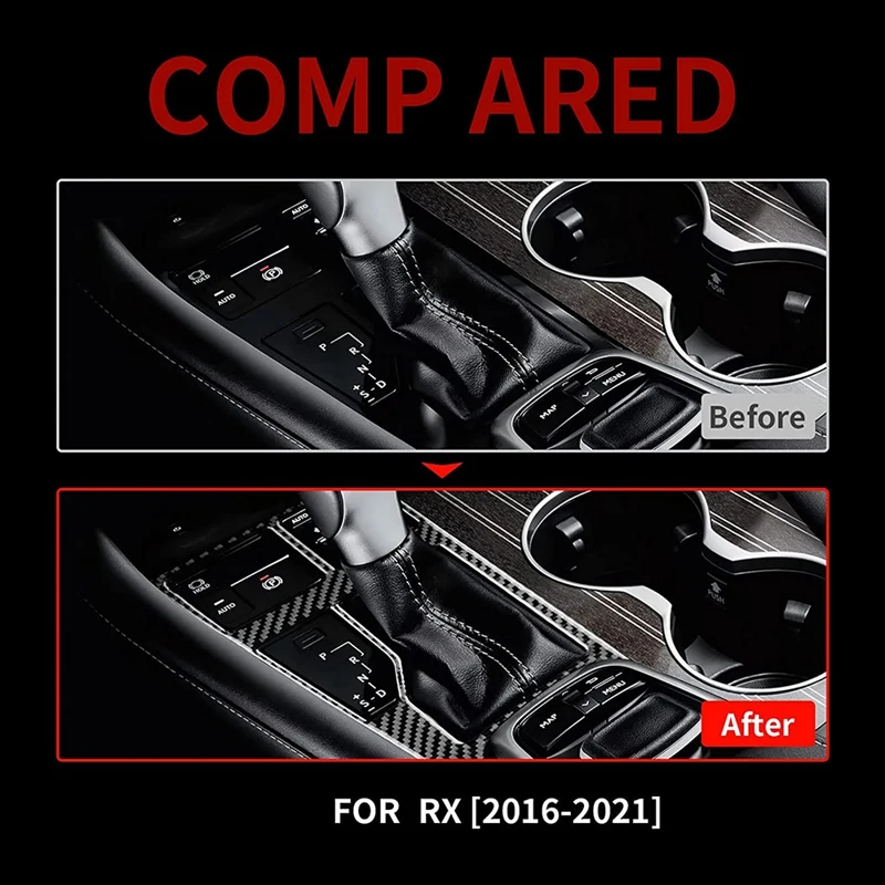 Center Console Gear Shift Frame Cover Trim Sticker Carbon Fiber For Lexus RX 2016 2017 2018 2019 Interior Accessories
