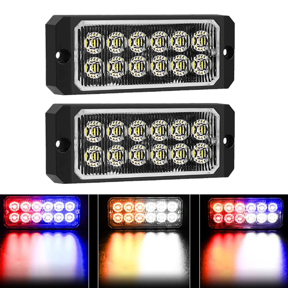 

2X Led Strobe Warning Light Strobe Grille Flashing Lightbar Truck Car Beacon Lamp Amber Traffic Brake Turn Signal Light 12V 24V