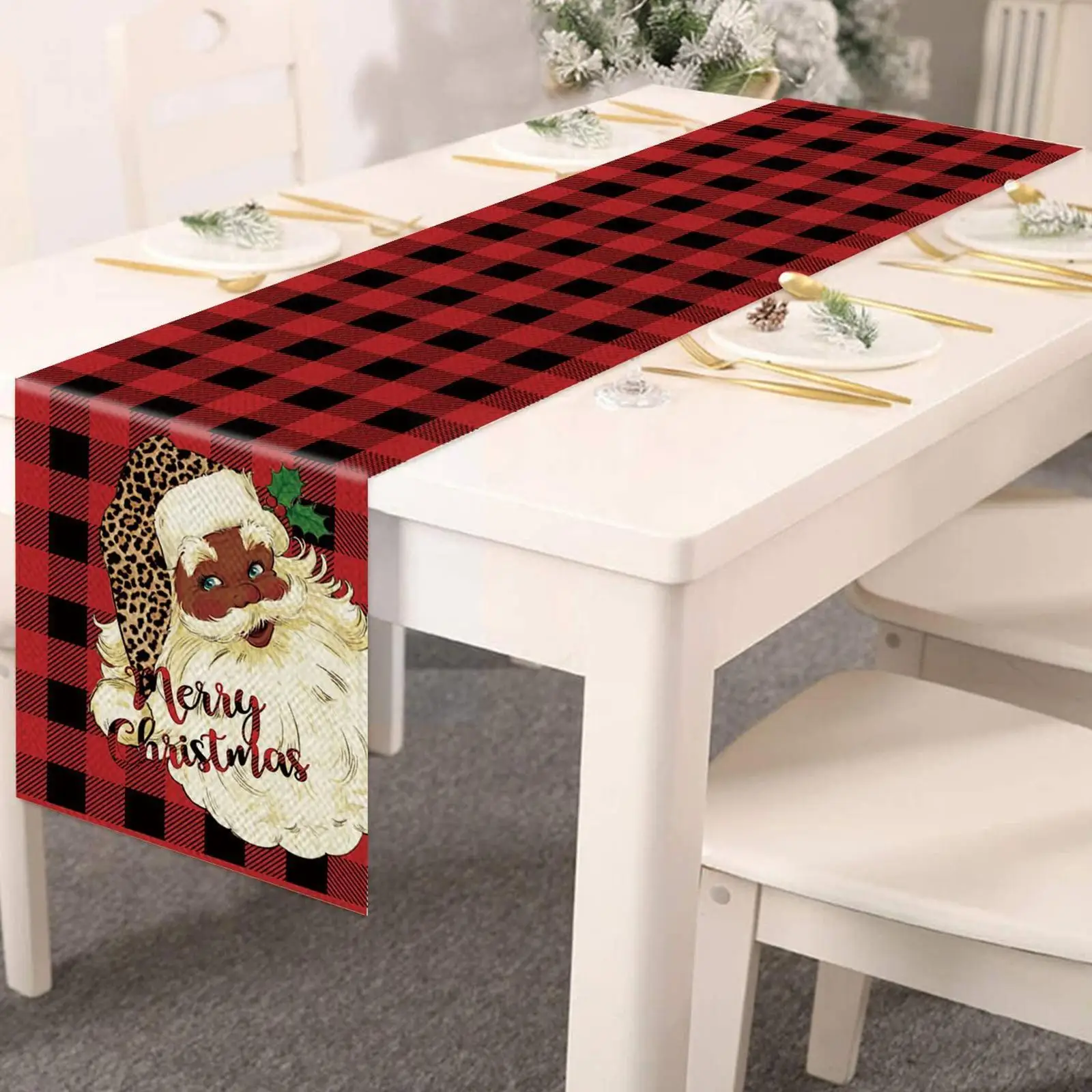 

Christmas Table Runner Xmas Tree Santa Claus Printed 30x180cm Kitchen Runner Decor Flag Dining Year Table Runner Home Table H7u1