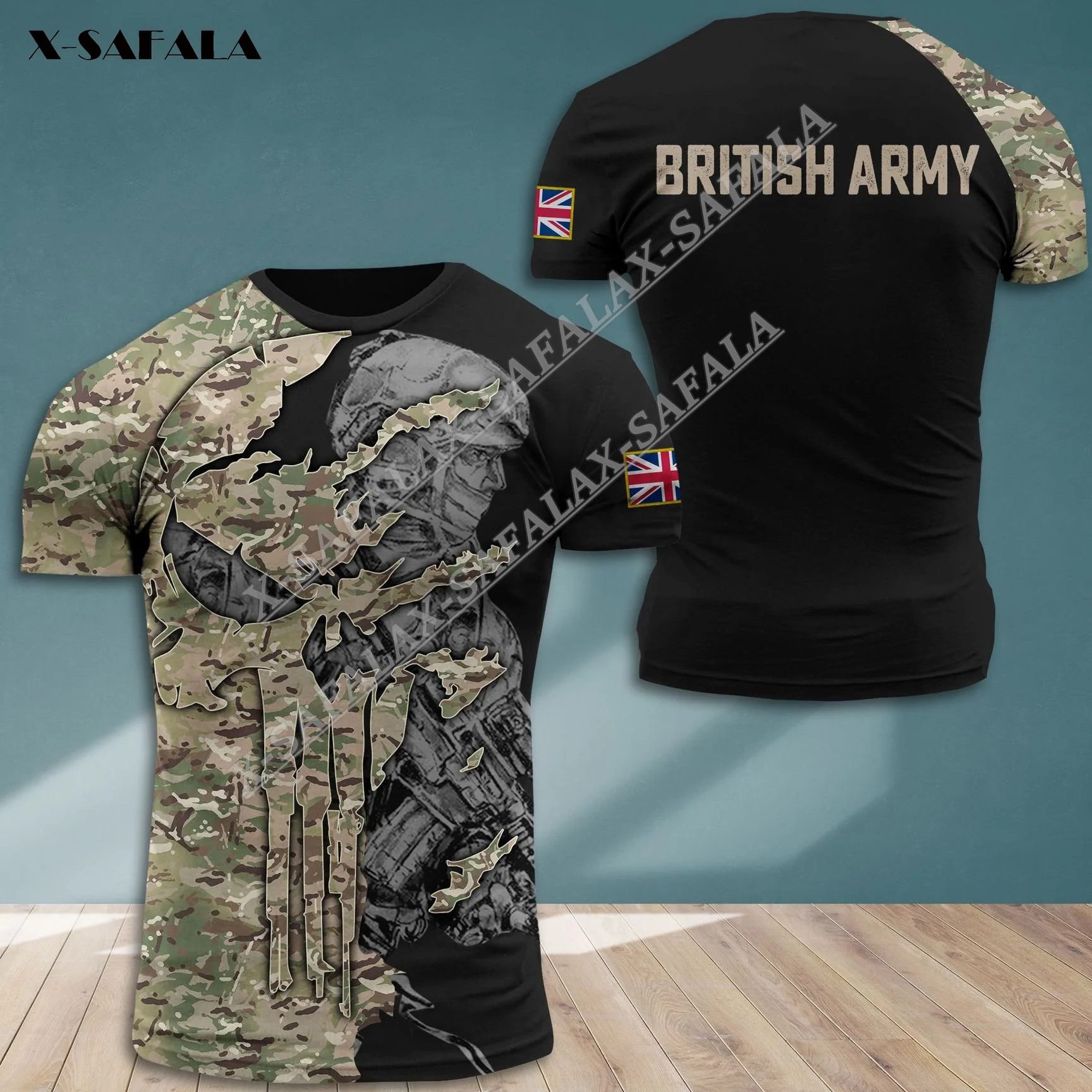 

Футболка мужская летняя сетчатая с 3D-принтом, с черепом, флагом страны