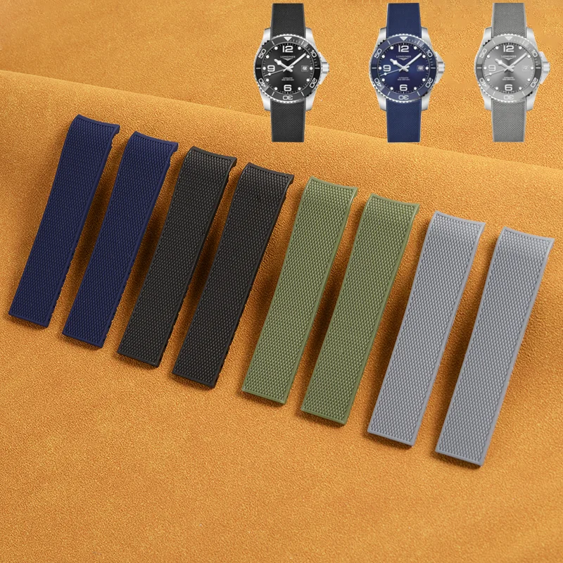 21mm Rubber Silicone Watchband Strap For Longines Conquest Waterproof Diver