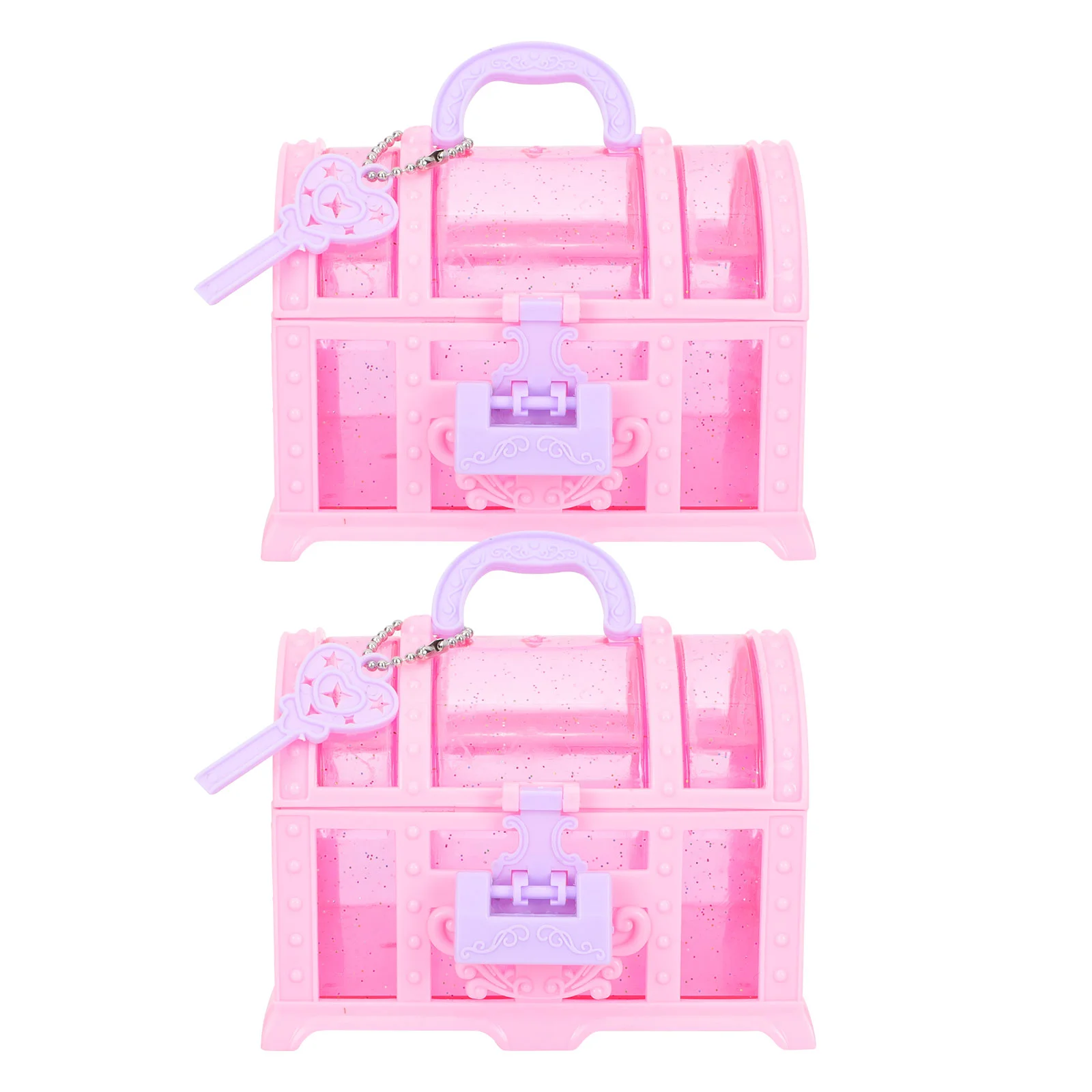 

2Pcs Girls Treasure Box Toys Little Girl Makeup Box Table Jewelry Organizer