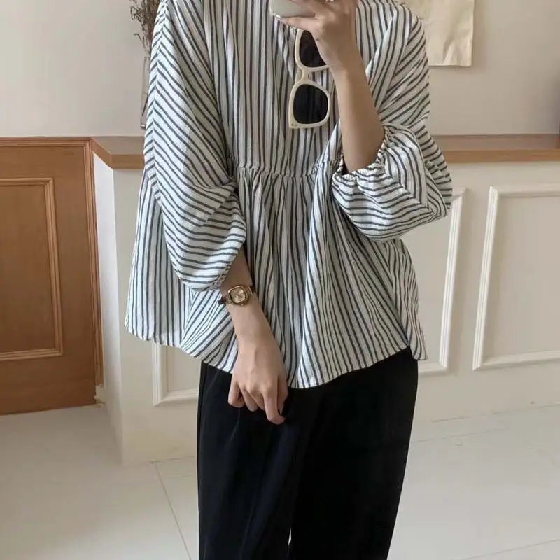 

2023 Autumn Long Sleeve Shirt Women Fashion High Waist Top