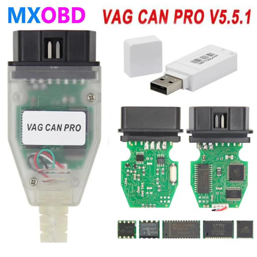 VAG CAN PRO VCP V5.5.1 с FTDI FT245RL SJA1000T ALMEL749 чип COM OBD USB интерфейс Поддержка Can Bus UDS K линии для